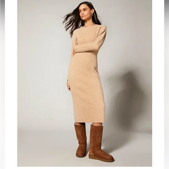 🆕 Antonio Melani Greer Wool Blend Knit Crew Neck Long Sleeve Midi Dress Size XL